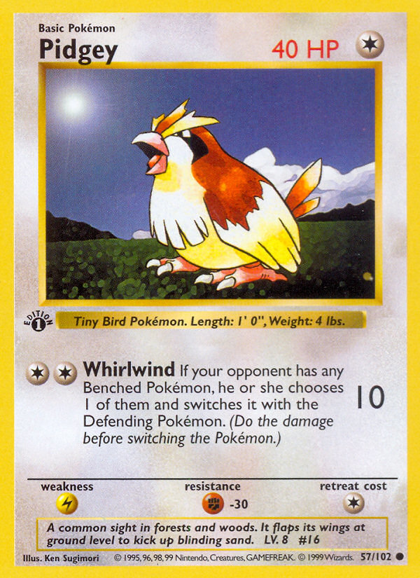 Pidgey (57/102) (Shadowless) [Base Set 1st Edition] - Card Brawlers | Quebec | Canada | Yu-Gi-Oh!