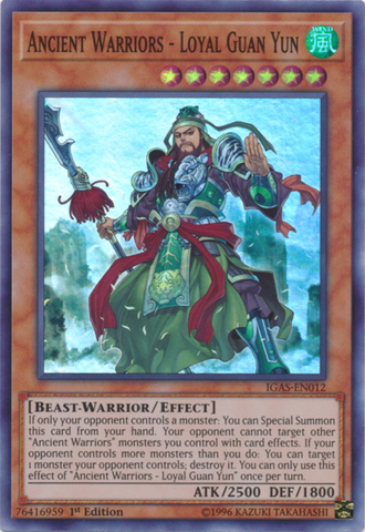 Ancient Warriors - Loyal Guan Yun [IGAS-EN012] Super Rare - Card Brawlers | Quebec | Canada | Yu-Gi-Oh!