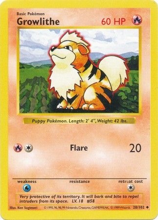 Growlithe (28/102) [Base Set Shadowless Unlimited] - Card Brawlers | Quebec | Canada | Yu-Gi-Oh!
