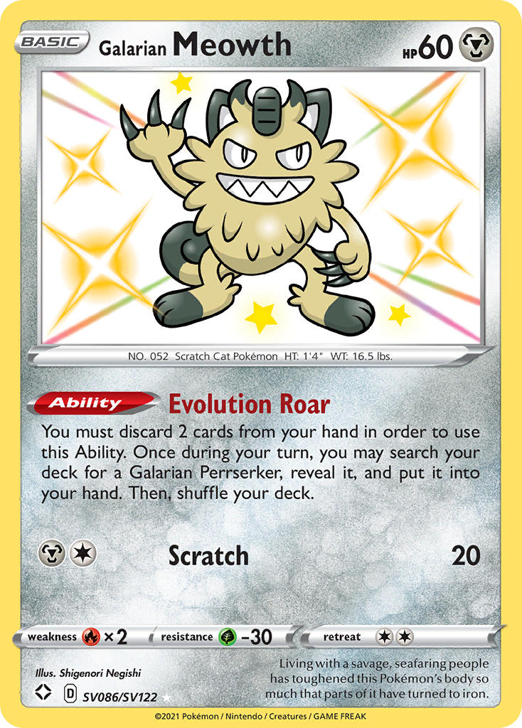 Galarian Meowth (SV086/SV122) [Sword & Shield: Shining Fates] - Card Brawlers | Quebec | Canada | Yu-Gi-Oh!