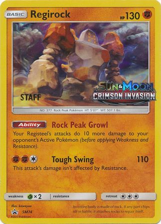 Regirock (SM74) (Staff Prerelease Promo) [Sun & Moon: Black Star Promos] - Card Brawlers | Quebec | Canada | Yu-Gi-Oh!