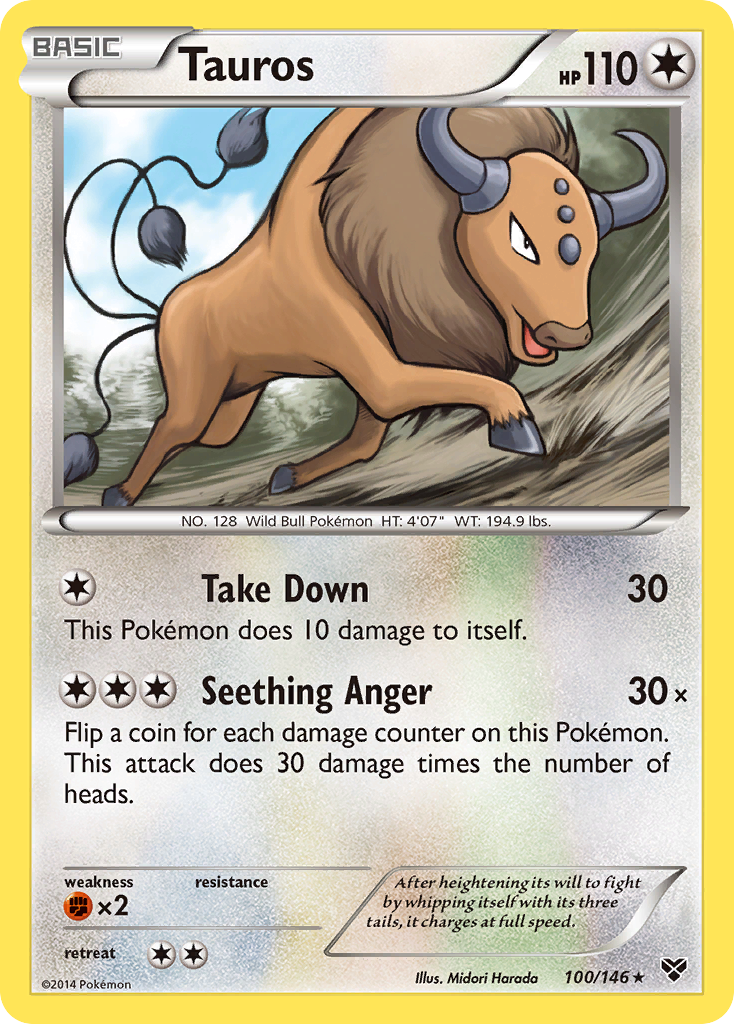 Tauros (100/146) [XY: Base Set] - Card Brawlers | Quebec | Canada | Yu-Gi-Oh!