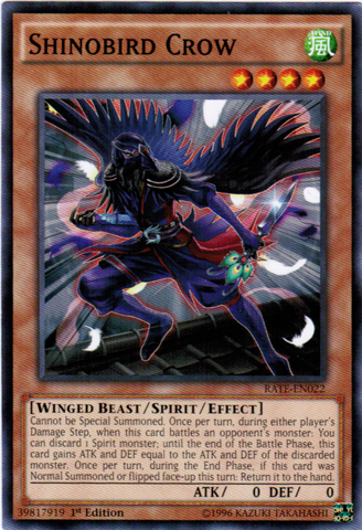 Shinobird Crow [RATE-EN022] Common - Yu-Gi-Oh! - Card Brawlers | Quebec | Canada |