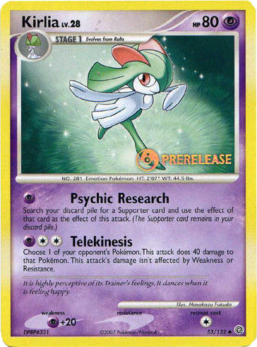 Kirlia (53/132) (Prerelease Promo) [Diamond & Pearl: Black Star Promos] - Card Brawlers | Quebec | Canada | Yu-Gi-Oh!