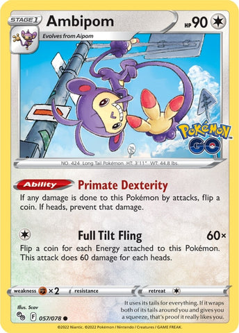 Ambipom (057/078) [Pokémon GO] - Card Brawlers | Quebec | Canada | Yu-Gi-Oh!