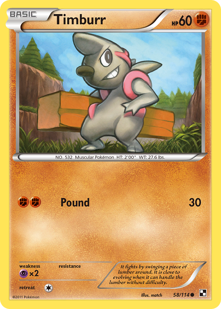 Timburr (58/114) [Black & White: Base Set] - Card Brawlers | Quebec | Canada | Yu-Gi-Oh!
