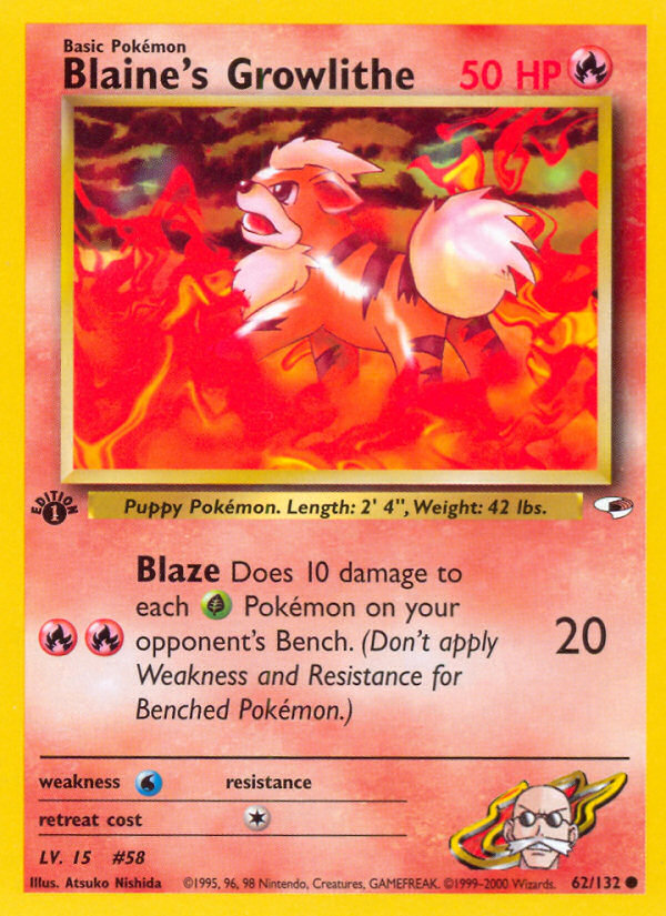 Blaine's Growlithe (62/132) [Gym Heroes 1st Edition] - Card Brawlers | Quebec | Canada | Yu-Gi-Oh!