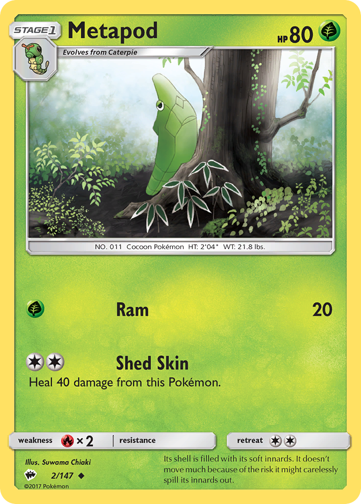 Metapod (2/147) [Sun & Moon: Burning Shadows] - Card Brawlers | Quebec | Canada | Yu-Gi-Oh!