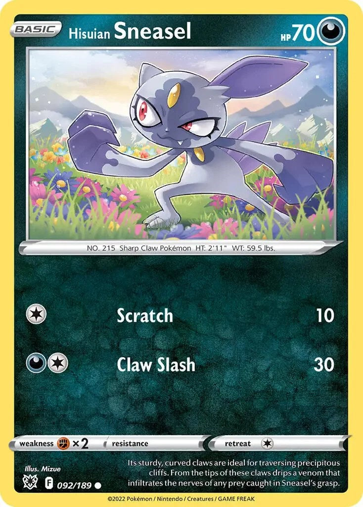 Hisuian Sneasel (092/189) (Theme Deck Exclusive) [Sword & Shield: Astral Radiance] - Card Brawlers | Quebec | Canada | Yu-Gi-Oh!