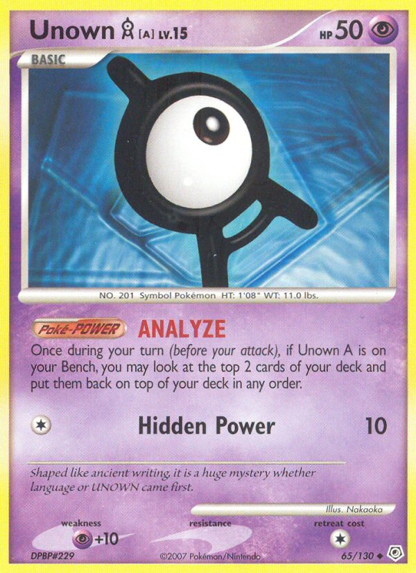 Unown A (65/130) [Diamond & Pearl: Base Set] - Card Brawlers | Quebec | Canada | Yu-Gi-Oh!