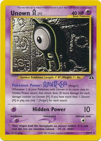 Unown [A] (33/75) [Neo Discovery Unlimited] - Card Brawlers | Quebec | Canada | Yu-Gi-Oh!