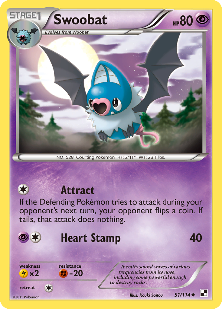 Swoobat (51/114) [Black & White: Base Set] - Card Brawlers | Quebec | Canada | Yu-Gi-Oh!