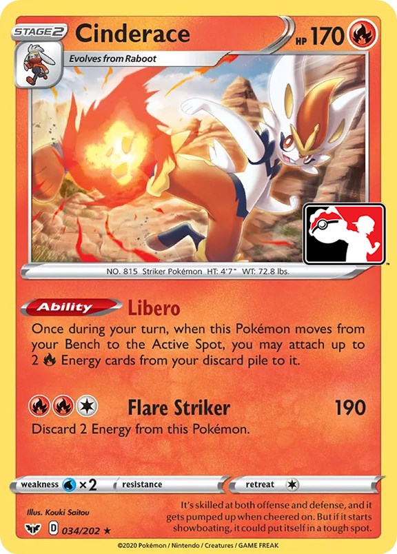 Cinderace (034/202) [Prize Pack Series One] - Card Brawlers | Quebec | Canada | Yu-Gi-Oh!