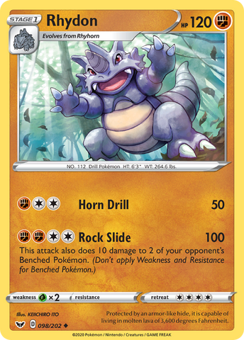 Rhydon (098/202) [Sword & Shield: Base Set] - Card Brawlers | Quebec | Canada | Yu-Gi-Oh!