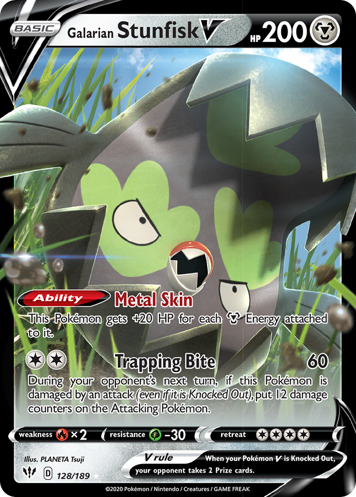 Galarian Stunfisk V (128/189) [Sword & Shield: Darkness Ablaze] - Card Brawlers | Quebec | Canada | Yu-Gi-Oh!
