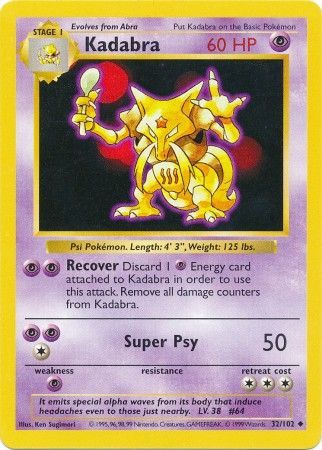 Kadabra (32/102) [Base Set Shadowless Unlimited] - Card Brawlers | Quebec | Canada | Yu-Gi-Oh!