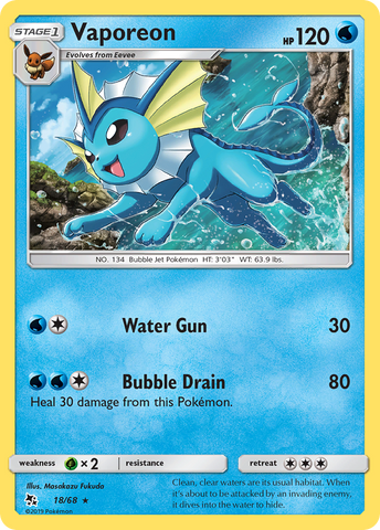 Vaporeon (18/68) [Sun & Moon: Hidden Fates] - Card Brawlers | Quebec | Canada | Yu-Gi-Oh!