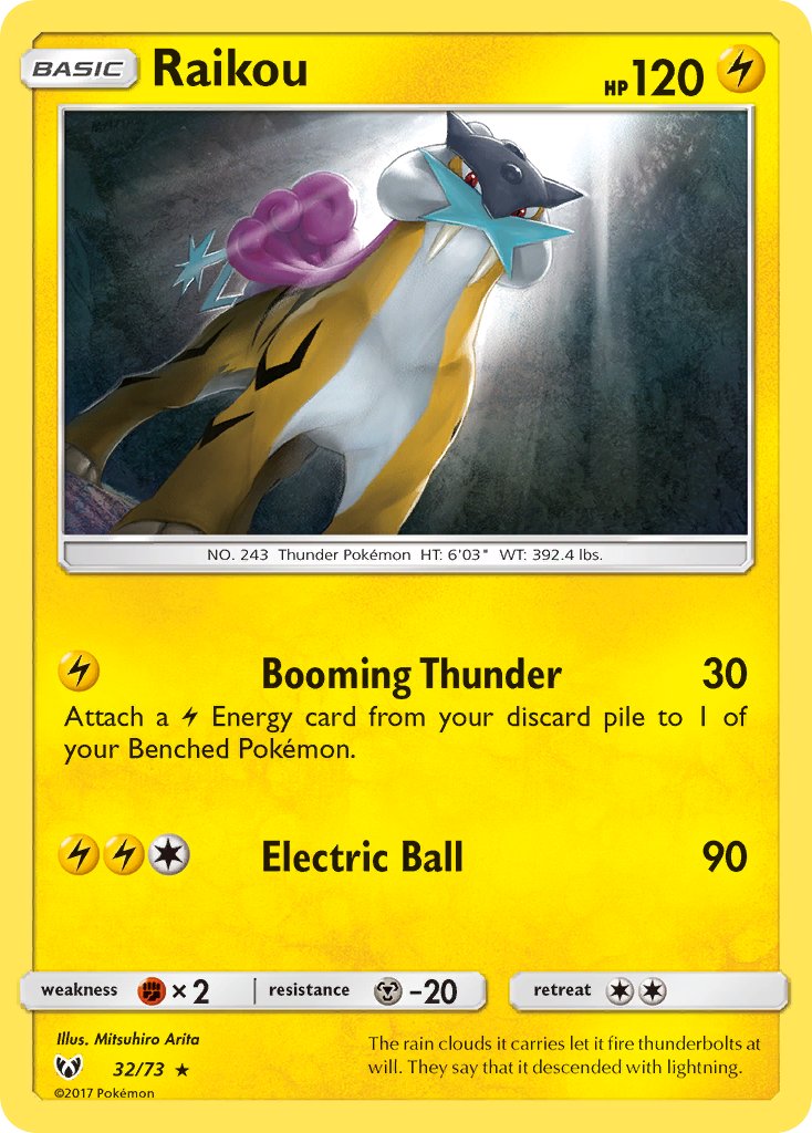 Raikou (32/73) (Lets Play, Pikachu Cracked Ice Holo) (Theme Deck Exclusive) [Sun & Moon: Shining Legends] - Card Brawlers | Quebec | Canada | Yu-Gi-Oh!
